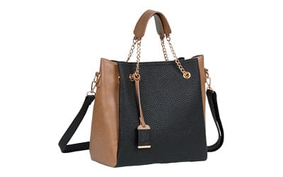 RSR Accessories Tote Purse with Holster in Black and Tan Leather